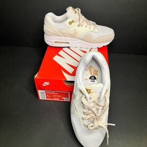 Nike White and Cream Air Force 1 Sneakers Monochromatic Design